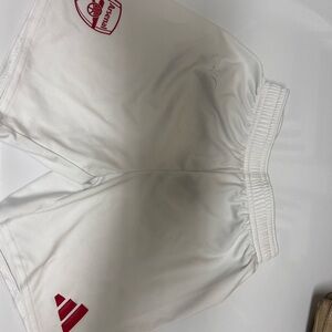 Arsenal football club Adidas White Athletic Shorts with Red Logo- boys size 4